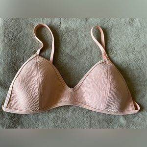 Triangl Textured Neoprene Bikini Top in Peach. Women's L